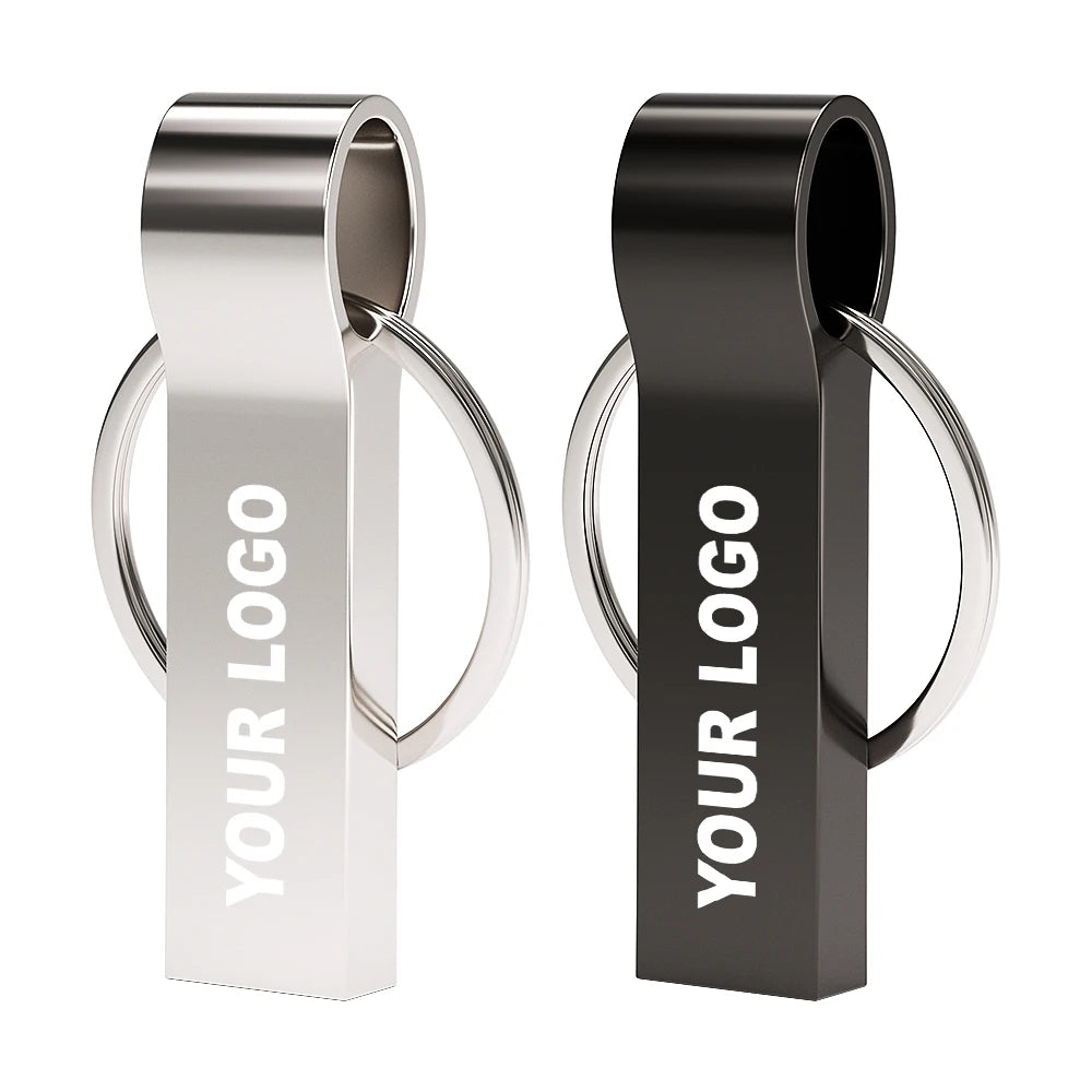 Custom Logo USB Flash Drive 16–128GB Mini Metal Key Ring Gift USB Flash Drive PRIMED
