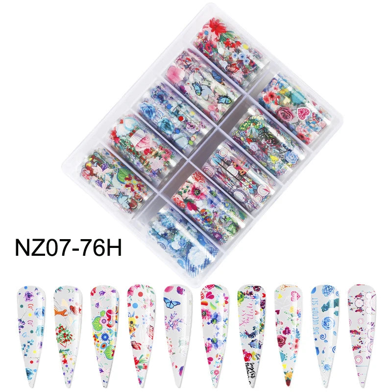 Galaxy Nail Transfer Foils – 10 Rolls, 105 Designs | DIY Nail Art