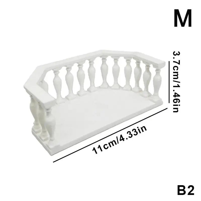 Miniature Dollhouse Balcony with Railing – European Style DIY Dollhouse Accessory PRIMED B2