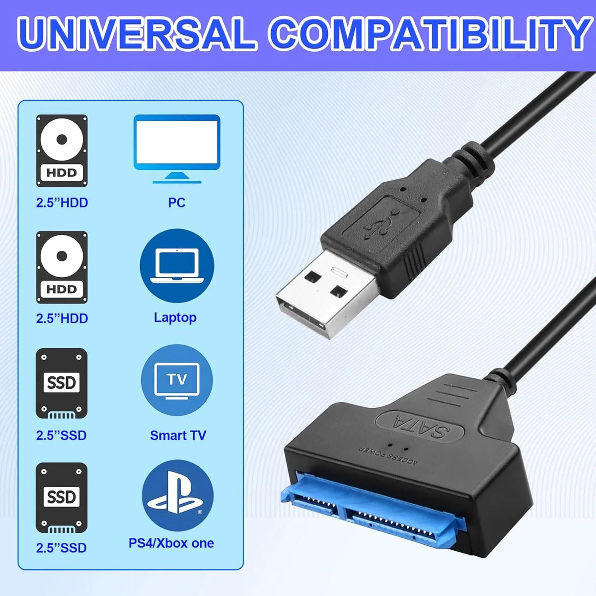 USB 3.0 to SATA Adapter Cable for 2.5" HDD & SSD | 5Gbps SATA USB Adapter PRIMED