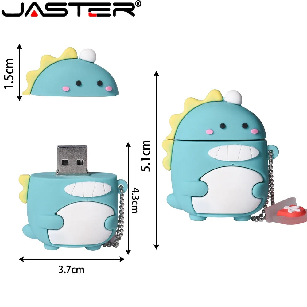 JASTER Cartoon USB Flash Drive Dinosaur & Akita Dog 4–128GB USB Flash Drive PRIMED