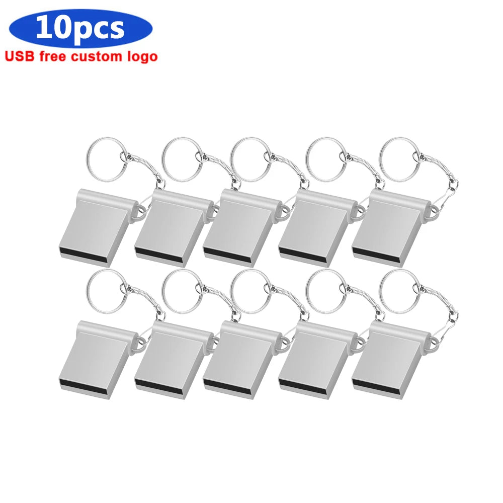 10-Pack Custom Logo Metal USB Flash Drives 32GB 64GB 128GB USB Flash Drive PRIMED