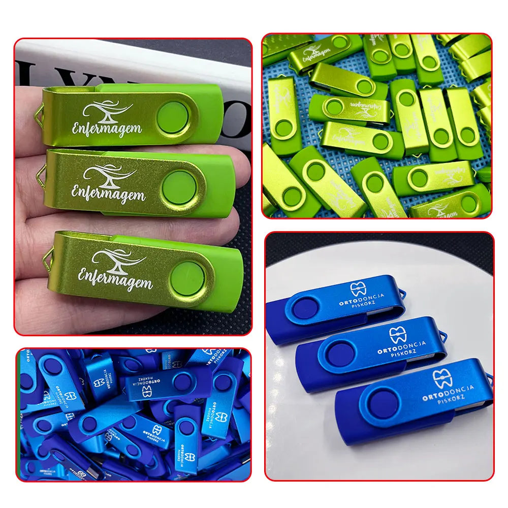 100PCS Custom Logo Metal USB Flash Drives Bulk 128MB–128GB Bulk USB Flash Drive PRIMED