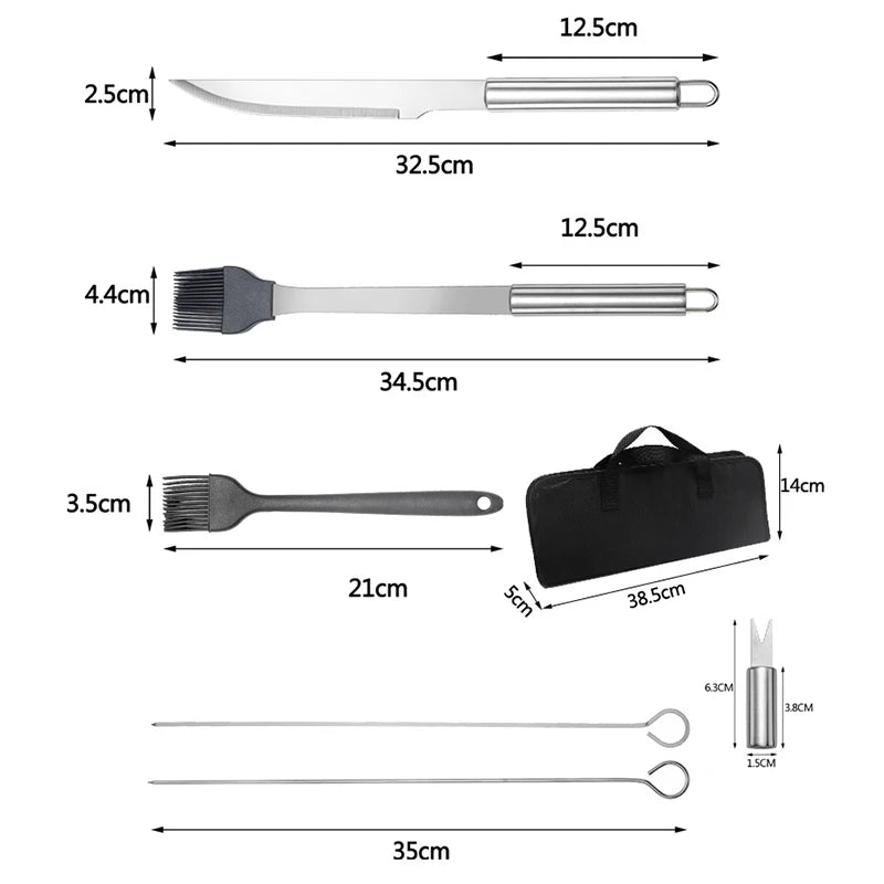 20-Piece Stainless Steel BBQ Grill Tools Set with Canvas Bag BBQ Grill Tools Set PRIMED
