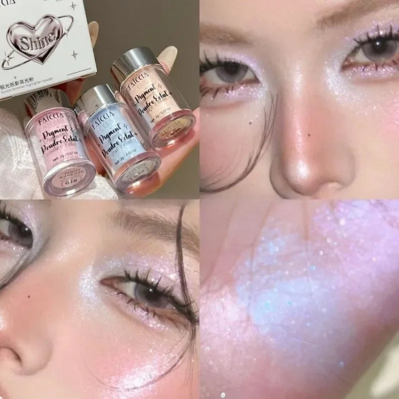 Aurora Peach Shimmer Loose Highlighter Powder – Face & Body Glow Shimmer Highlighter Powder PRIMED