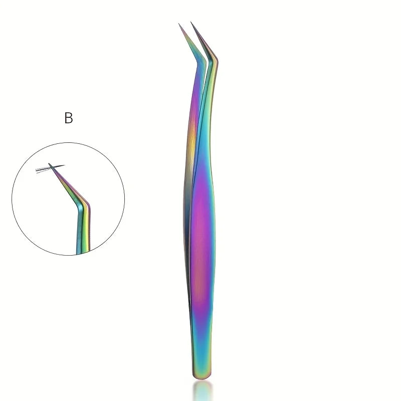 Precision Eyelash Tweezers Set – Stainless Steel Lash Tool Eyelash Tweezers Set PRIMED Golden Feather Clip