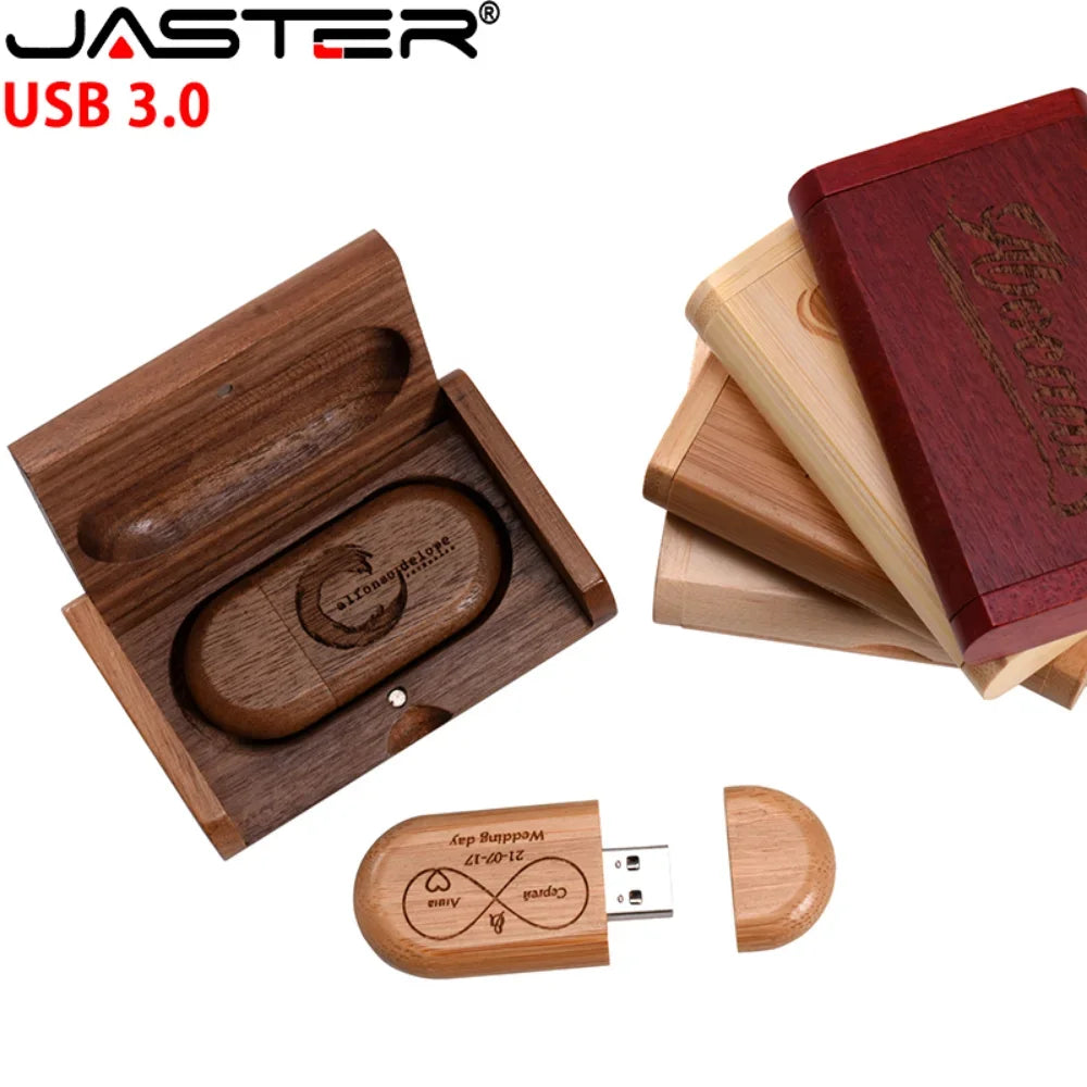 JASTER 30-Pack Wooden USB 3.0 Flash Drives | Free Custom Logo USB Flash Drive PRIMED