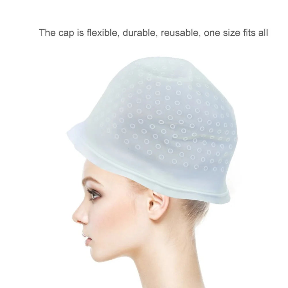 Reusable Silicone Hair Highlighting Cap with Metal Hook Hair Coloring Cap PRIMED
