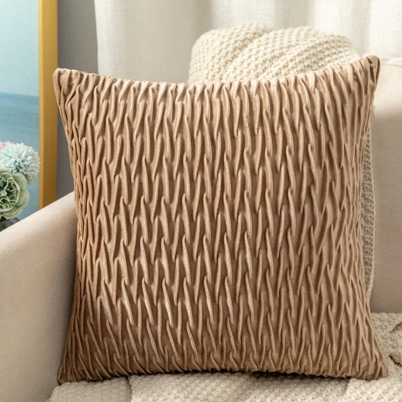 Super Soft Velvet Throw Pillow Cover 45x45cm | Striped Luxury