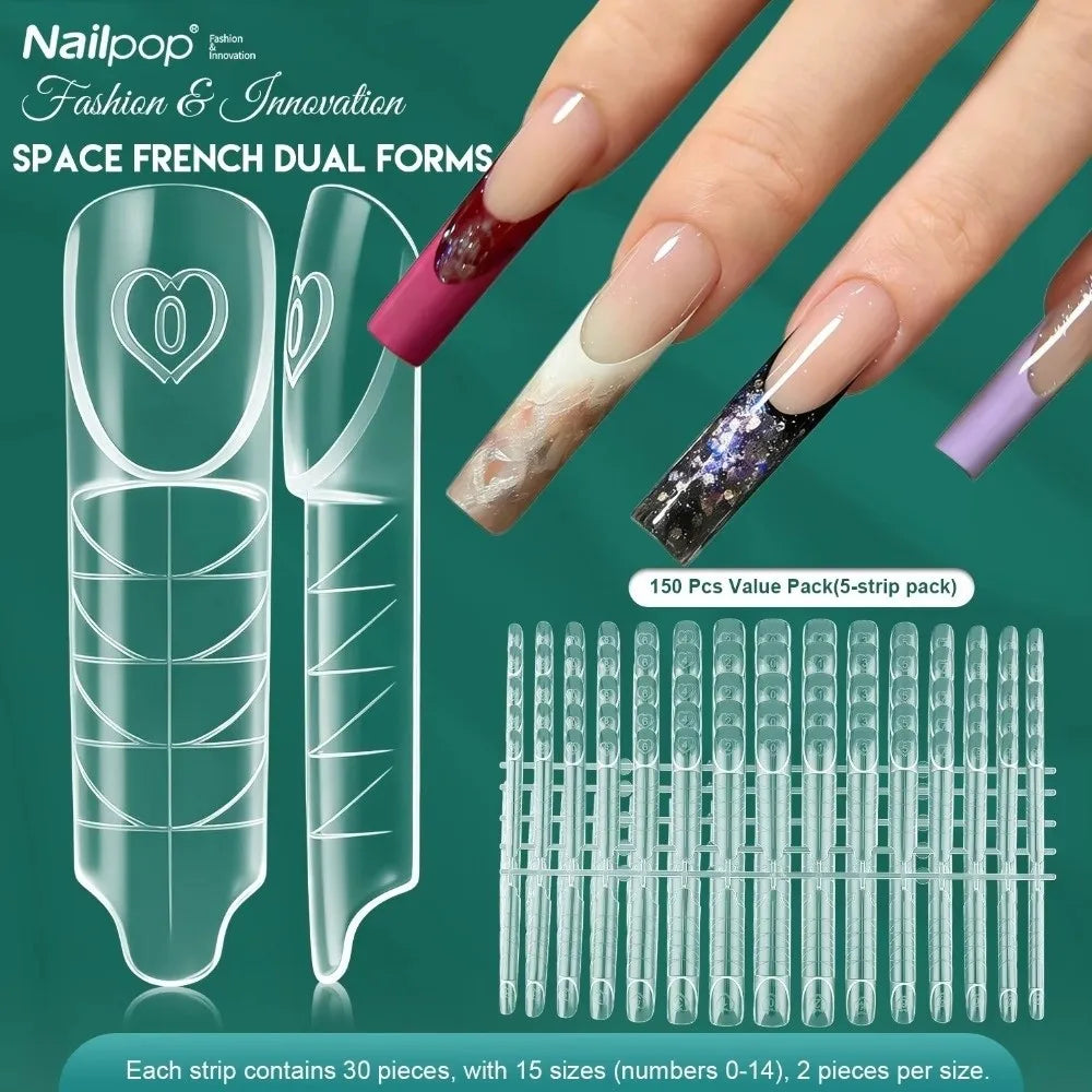 Reusable Clear Nail Extension Forms 75/150Pcs – 15 Sizes