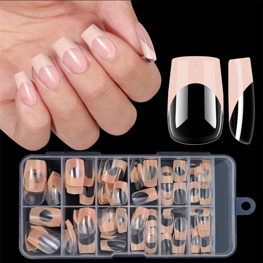 120pcs French Full Cover Nail Tips – Press On Gel & Acrylic Set