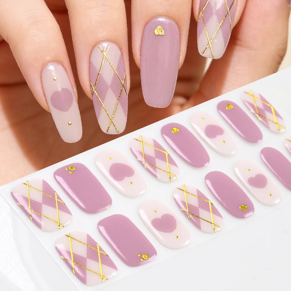 Semi-Cured UV Gel Nail Stickers – French Full Cover Waterproof