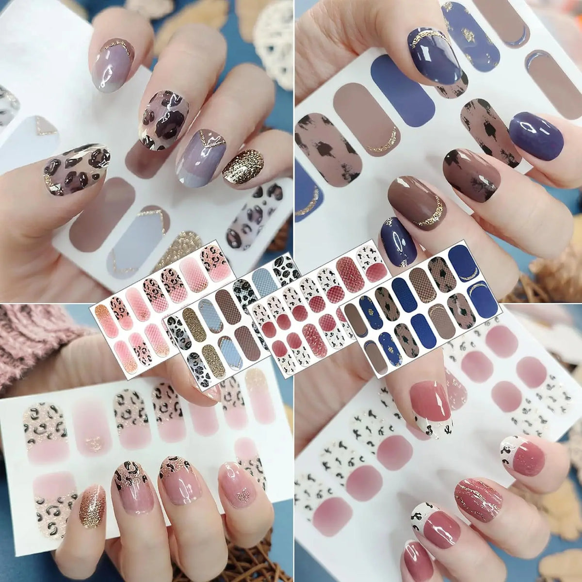 Semi-Cured Gel Nail Wraps Full Cover Stickers – 16pc Set