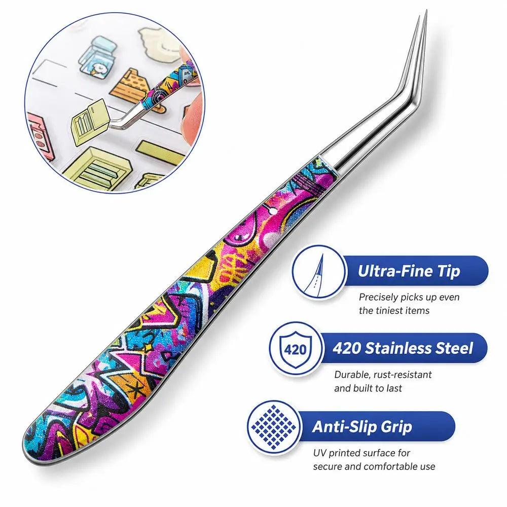 Curved Precision Tweezers – Stainless Steel Lash & Craft Tool Precision Tweezers PRIMED