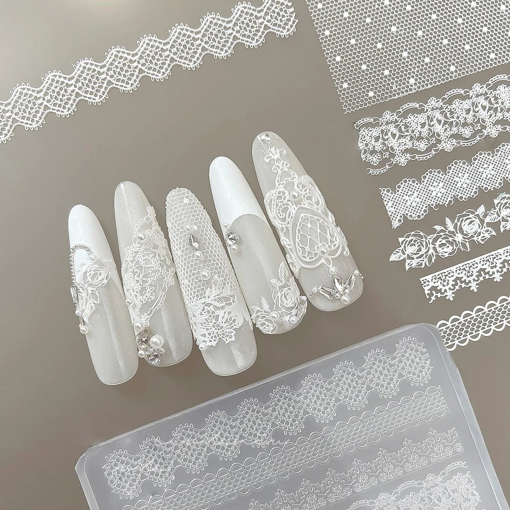 Lace Nail Silicone Mold – Rose, Plaid & Snowflake Embossing Nail Art Mold PRIMED