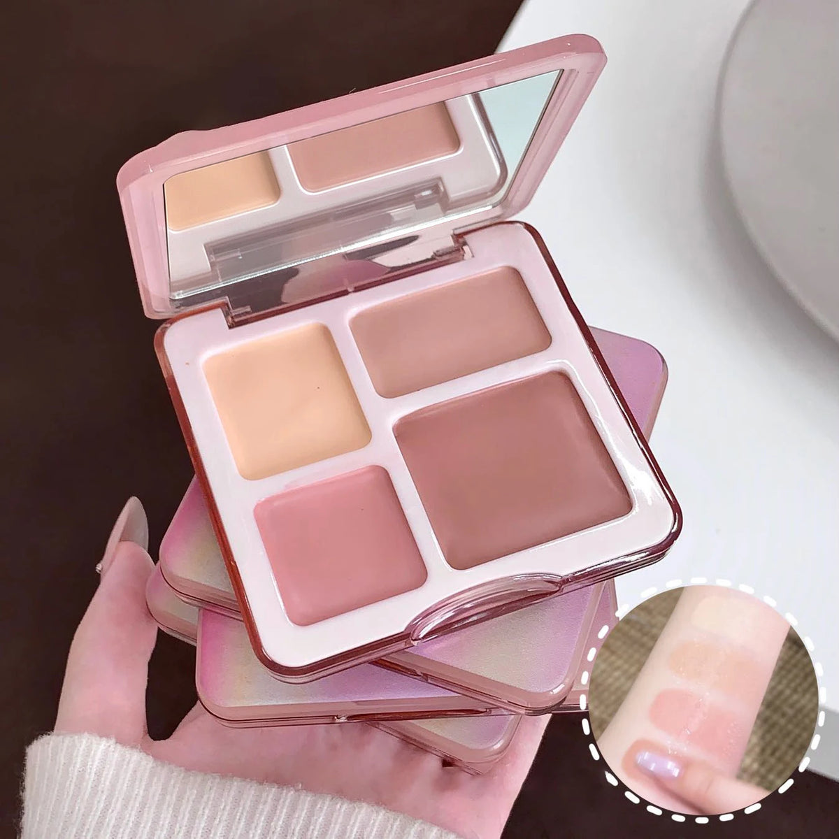 4-Color Contour & Highlight Bronzer Palette | 3D Face Sculpt Contour Bronzer Palette PRIMED