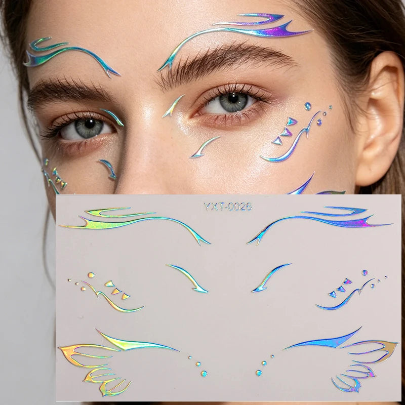 Holographic Laser Eyeliner Stickers – Waterproof Face Art Decals