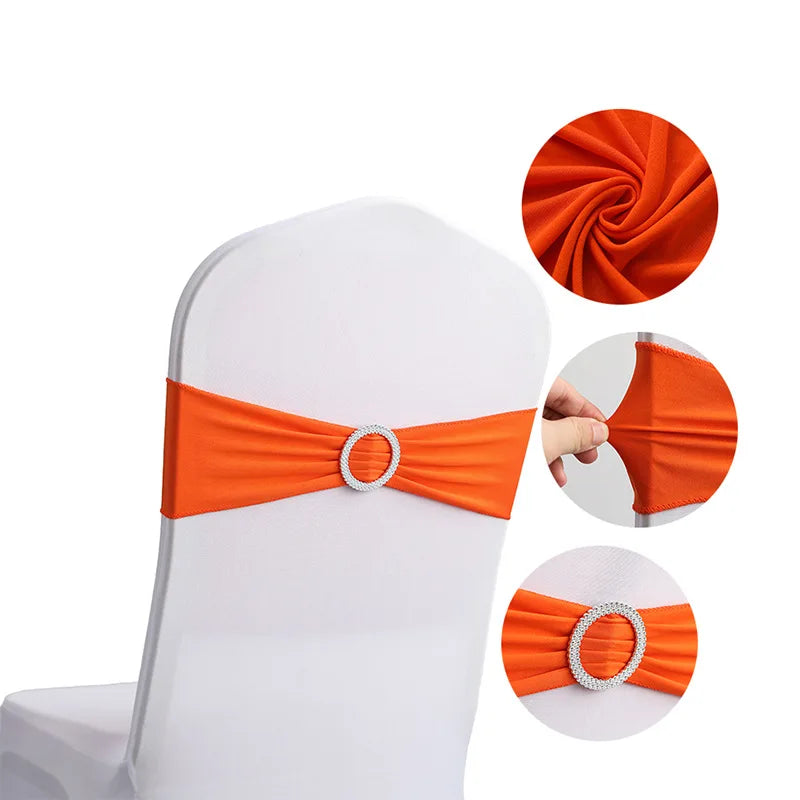 10 Pcs Spandex Chair Sashes with Buckle Slider | Wedding Décor