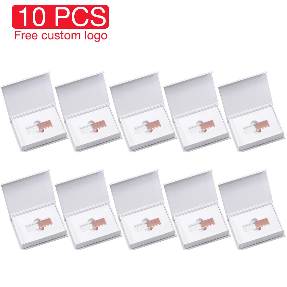 10-Pack Crystal USB Flash Drives | Custom Logo Wedding Gift Crystal USB Flash Drive PRIMED 128 GB Rose gold with box CN