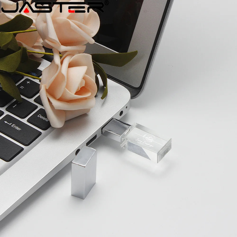 JASTER LED Crystal USB Flash Drive 4GB–128GB | Gift Crystal USB Flash Drive PRIMED