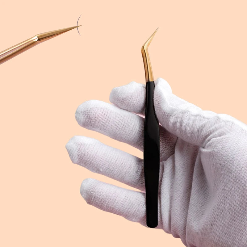 Professional Stainless Steel Eyelash Extension Tweezers – Black Lash Extension Tweezers PRIMED