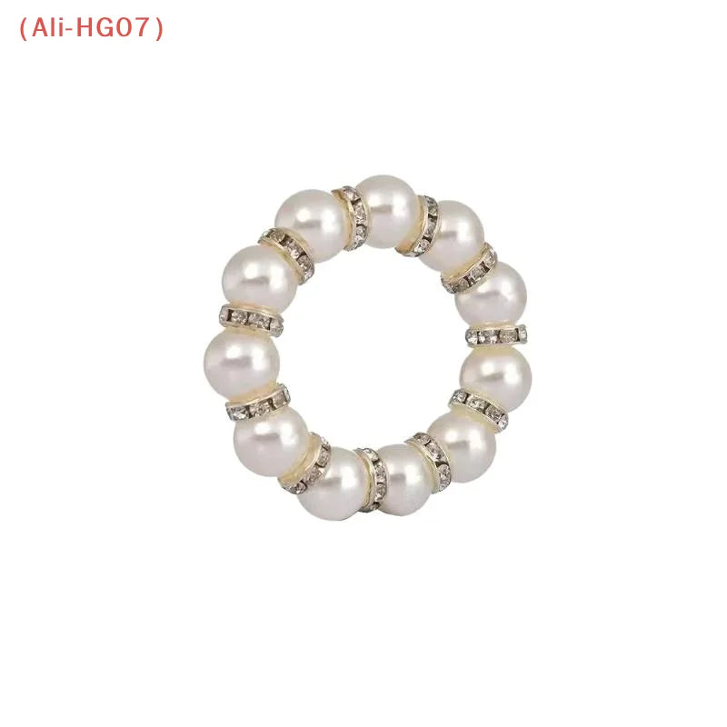 Luxury Beaded Pearl Napkin Rings Gold Holder 4cm | Elegant