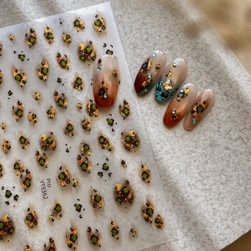 Leopard Amber Nail Stickers – Self-Adhesive Nail Art Decals Nail Art Stickers PRIMED