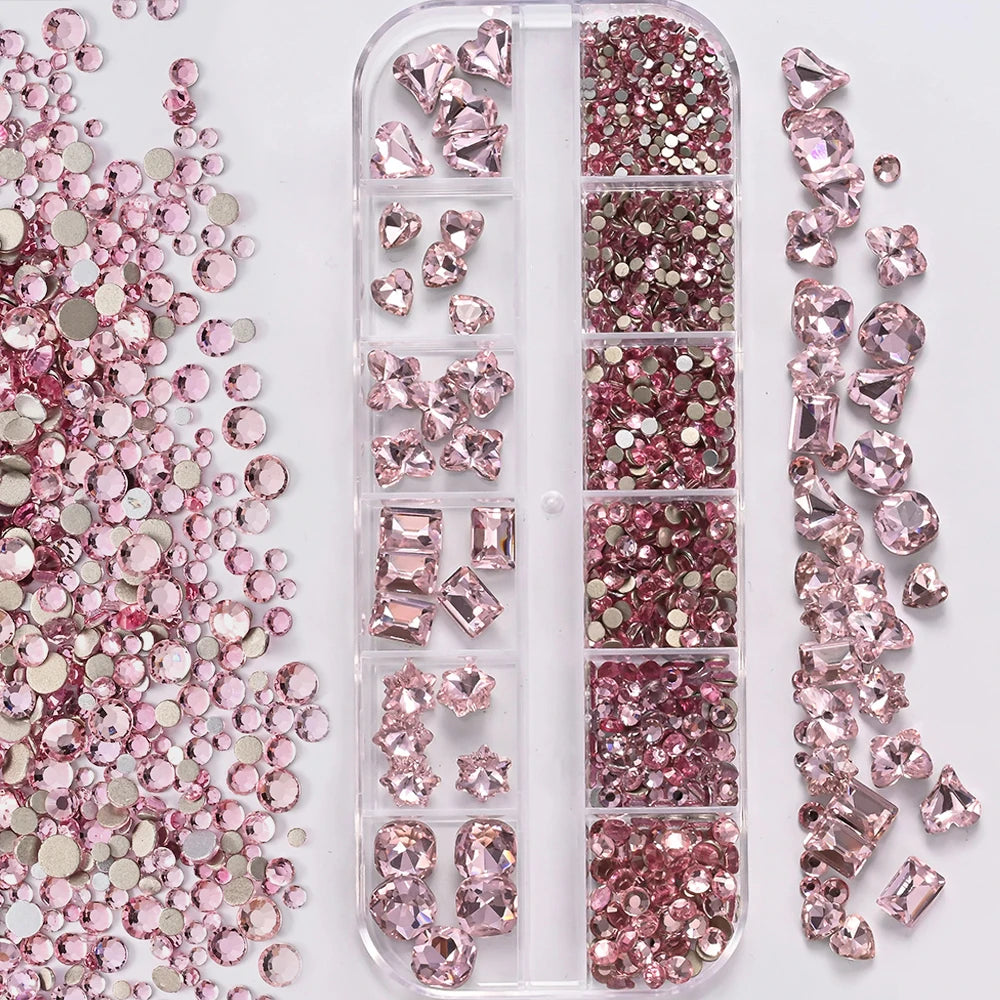12-Grid Mixed Rhinestone Nail Charms – Crystal Glitter Gems Nail Art Gems PRIMED PH253-2