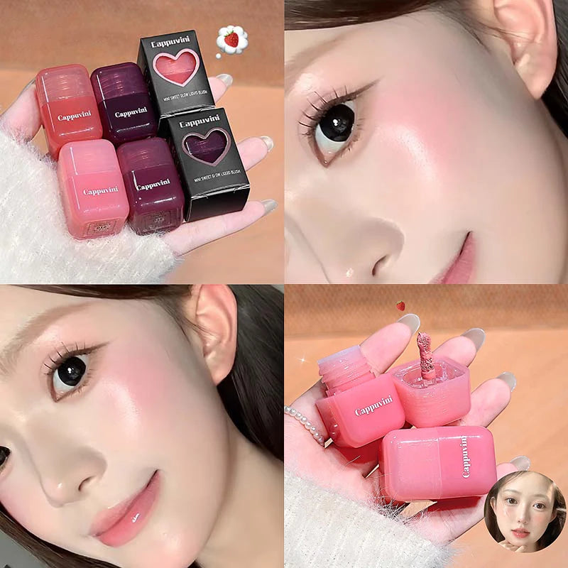 Cappuvini Liquid Blush – Moisturizing Korean Makeup 4 Colors Liquid Blush PRIMED