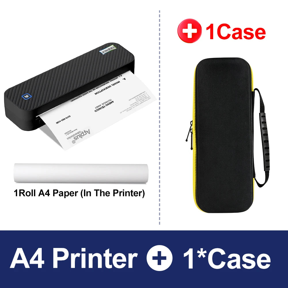 Portable A4 Bluetooth Thermal Printer | Inkless PDF & Doc Thermal Printer PRIMED BK Printer add 1case