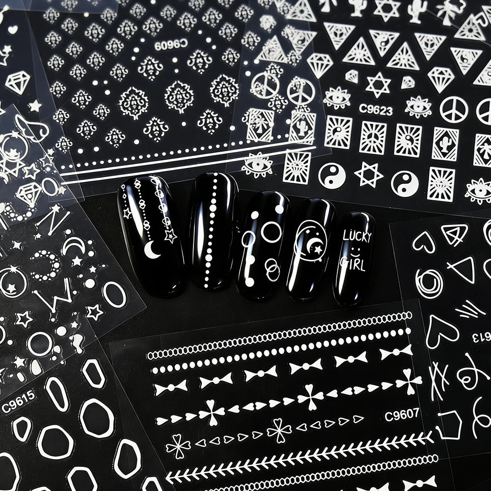 90Pcs 3D Nail Stickers – Stars, Shells & Constellation Decals Nail Art Stickers PRIMED