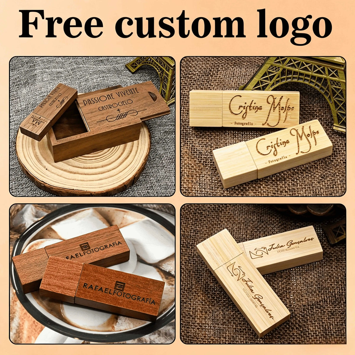30-Pack Wooden USB 3.0 Flash Drives | Custom Logo 16–128GB USB Flash Drive PRIMED
