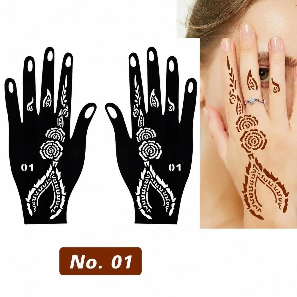Reusable Self-Adhesive Henna Stencils – Floral Body Art
