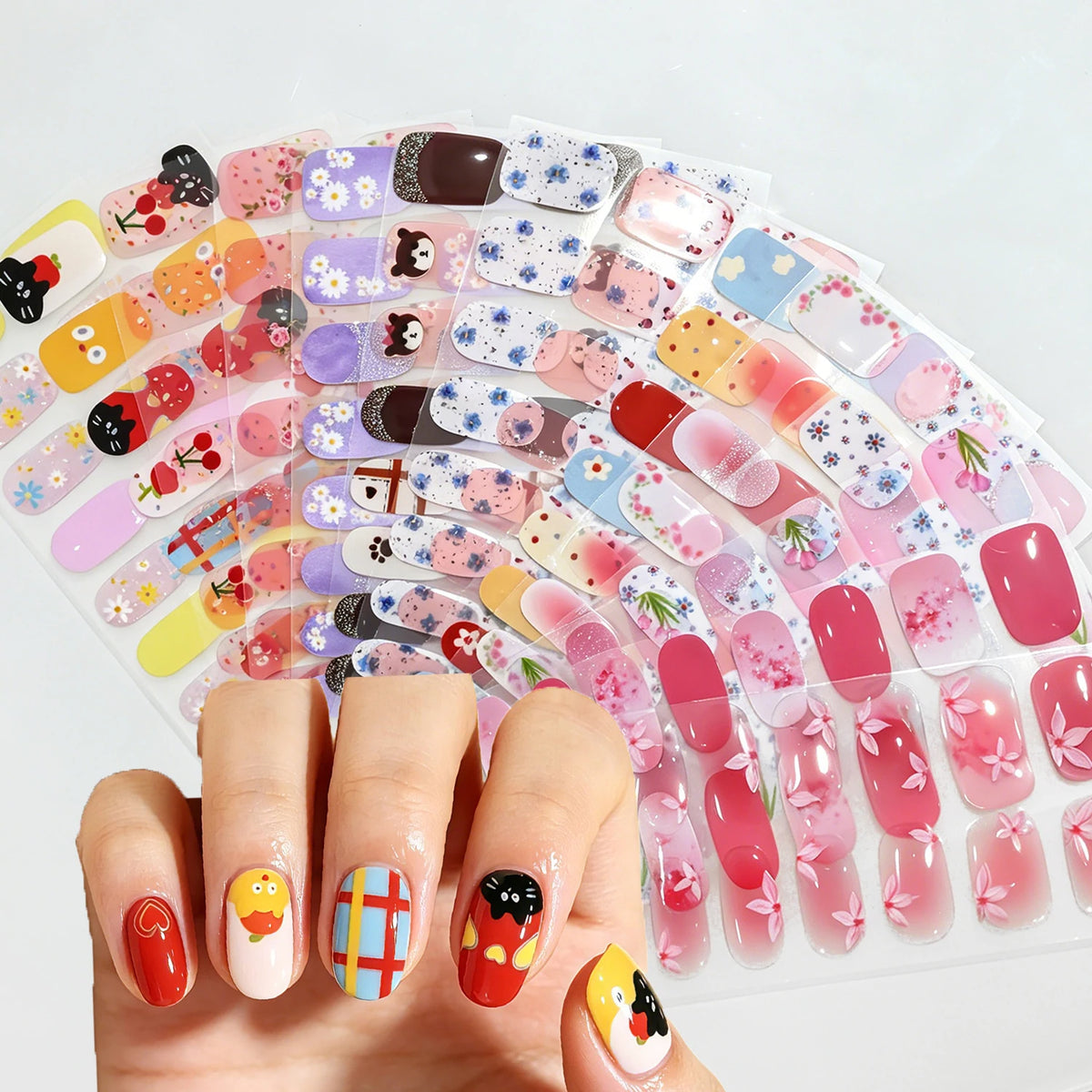 Spring Daisy Nail Stickers 16 Tips | Full Cover Glitter Decals