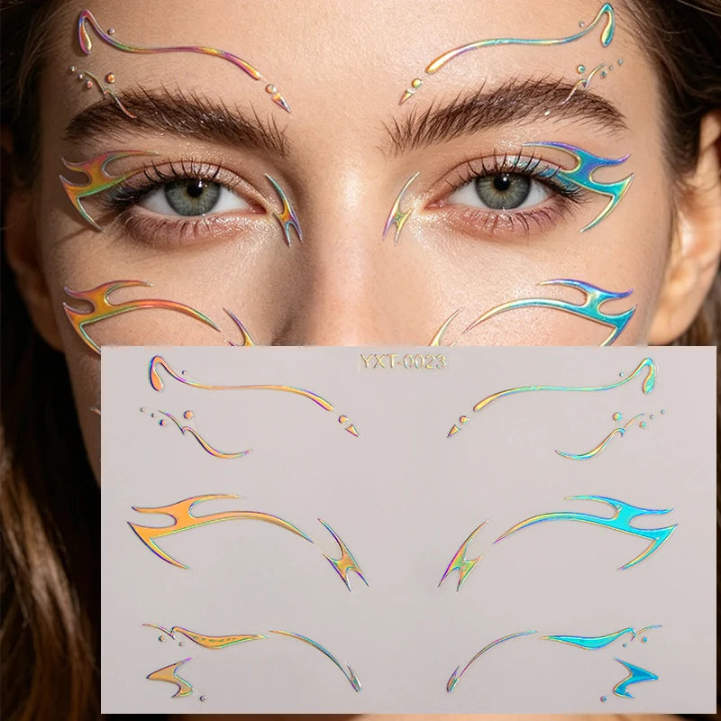 Holographic Laser Eyeliner Stickers – Waterproof Face Art Decals