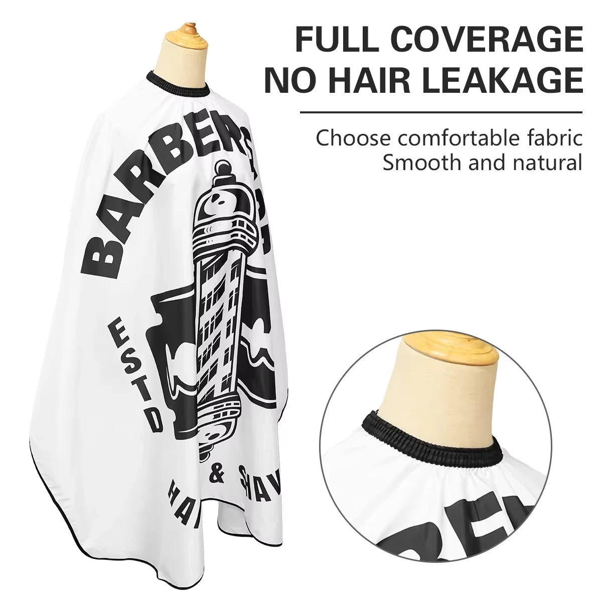 White Barber Haircut Cape – Salon & Home Hairdressing Gown