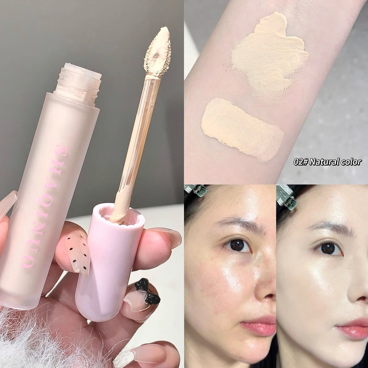 SHAQINUO Liquid Concealer – Full Coverage Waterproof, 3 Shades