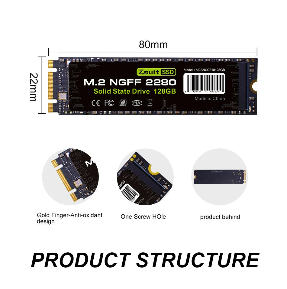 Z-Suite M.2 2280 SATA SSD 512GB 1TB Internal Drive for PC