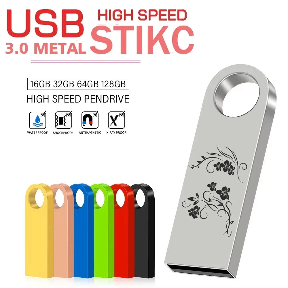 JASTER USB 3.0 Metal Keychain Flash Drive 8GB–128GB USB Flash Drive PRIMED