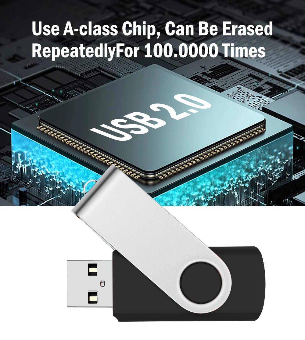 Rotatable Colorful USB 2.0 Flash Drive 8GB–128GB Metal Pen Drive USB Flash Drive PRIMED