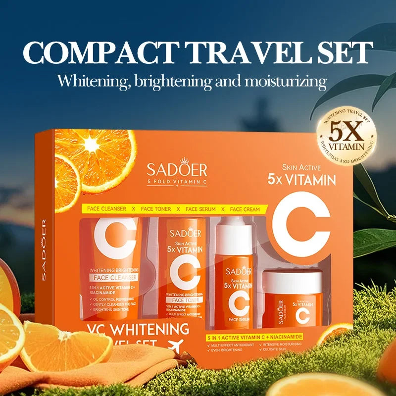 SADOER Vitamin C Travel Skincare Set – 5-Piece Mini Kit