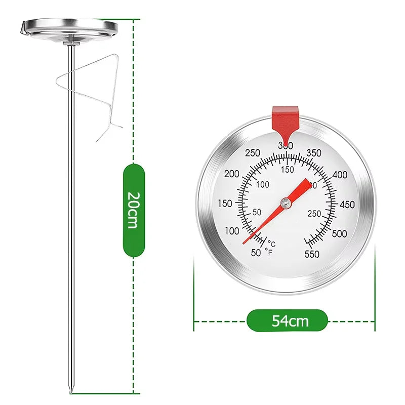 Deep Fry Thermometer Instant Read Dial | Stainless Steel Stem Kitchen Thermometer PRIMED 20cm