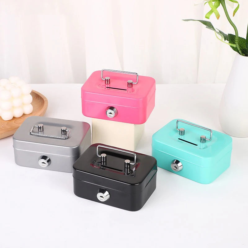 Portable Mini Lockable Steel Cash Box – Coin & Key Safe Lockable Cash Box PRIMED