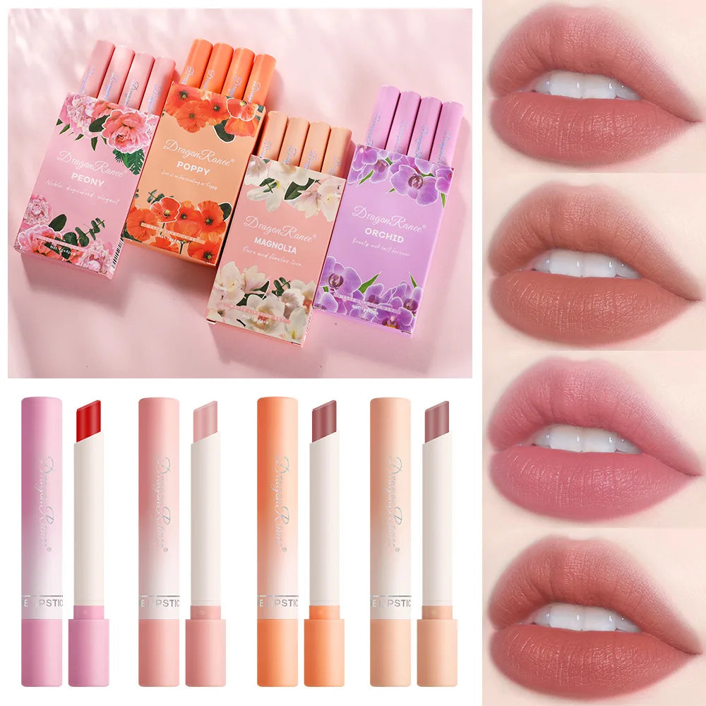 Dragon Ranee 4pc Velvet Matte Cigarette Lipstick Set – Waterproof Matte Lipstick Set PRIMED