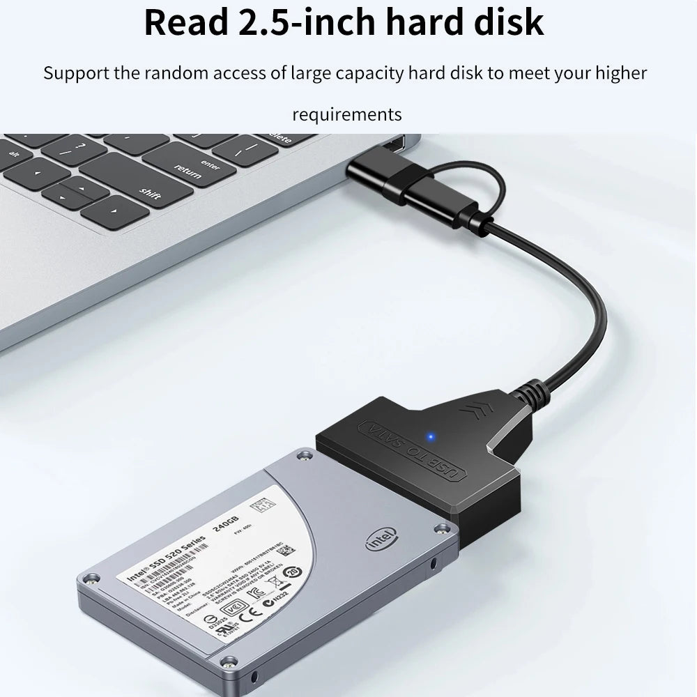 2-in-1 USB 3.0 & USB-C to SATA Cable for 2.5" HDD/SSD SATA Adapter Cable PRIMED