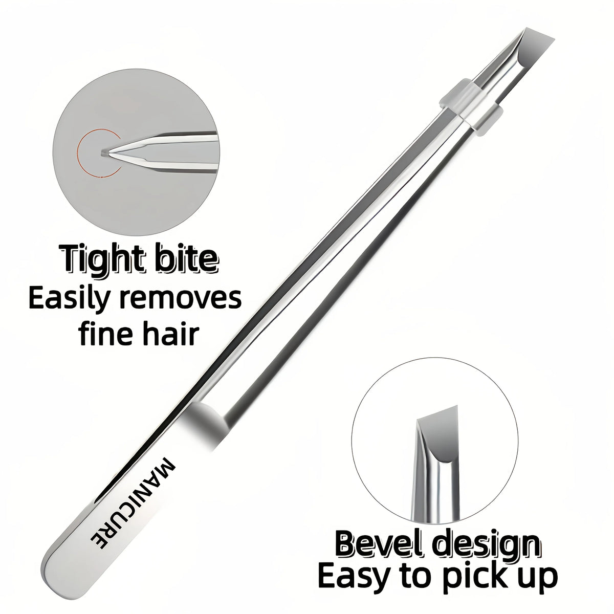 Stainless Steel Slant Tip Tweezers – Eyebrow & Facial Hair