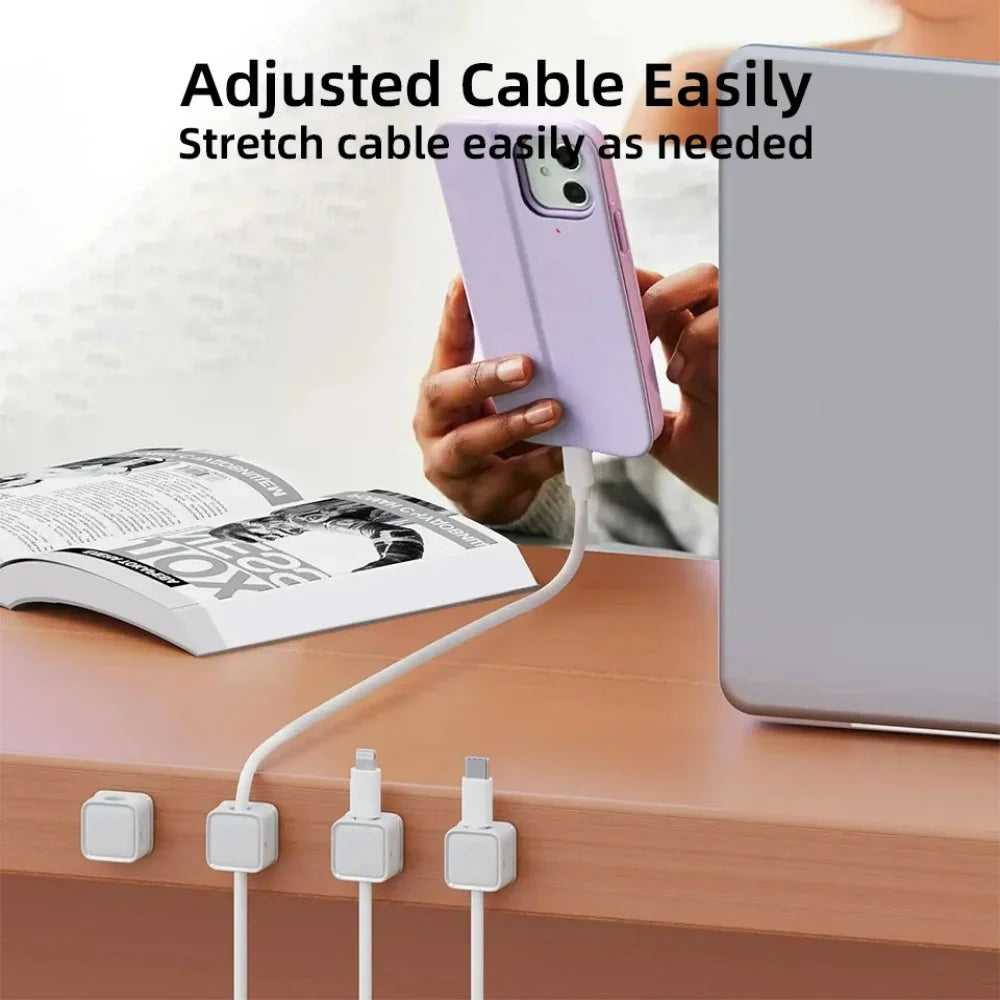 Magnetic Cable Clips Desk Organizer – 6-Pack Wire Winder Cable Organizer Clips PRIMED