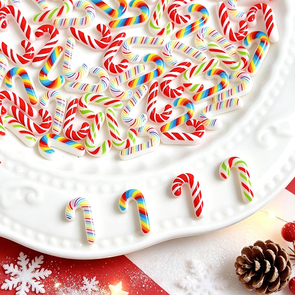 Christmas 3D Candy Cane Nail Charms 50Pcs – Xmas Nail Art Nail Art Charms PRIMED
