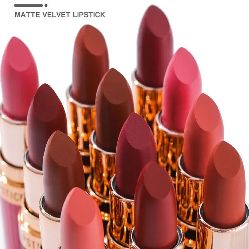 6-Color Velvet Matte Lipstick – Waterproof & Long-Lasting Matte Lipstick PRIMED