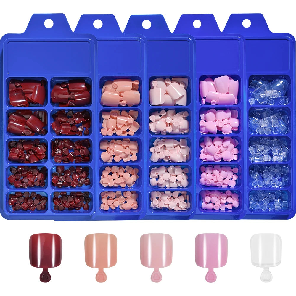 100Pcs Press On Toenails – Acrylic Solid Color Fake Nail Tips